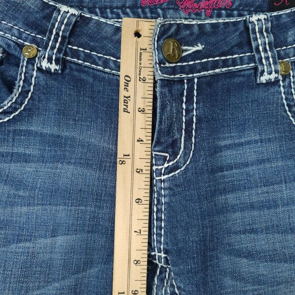 Rock & Roll Cowgirl Boot Cut Jeans READ Womens 31x32.5 Low Rise Distressed Denim - Picture 4 of 16